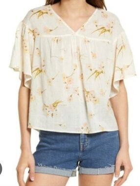 Madewell Rhyme Flutter Sleeve Floral Top Large